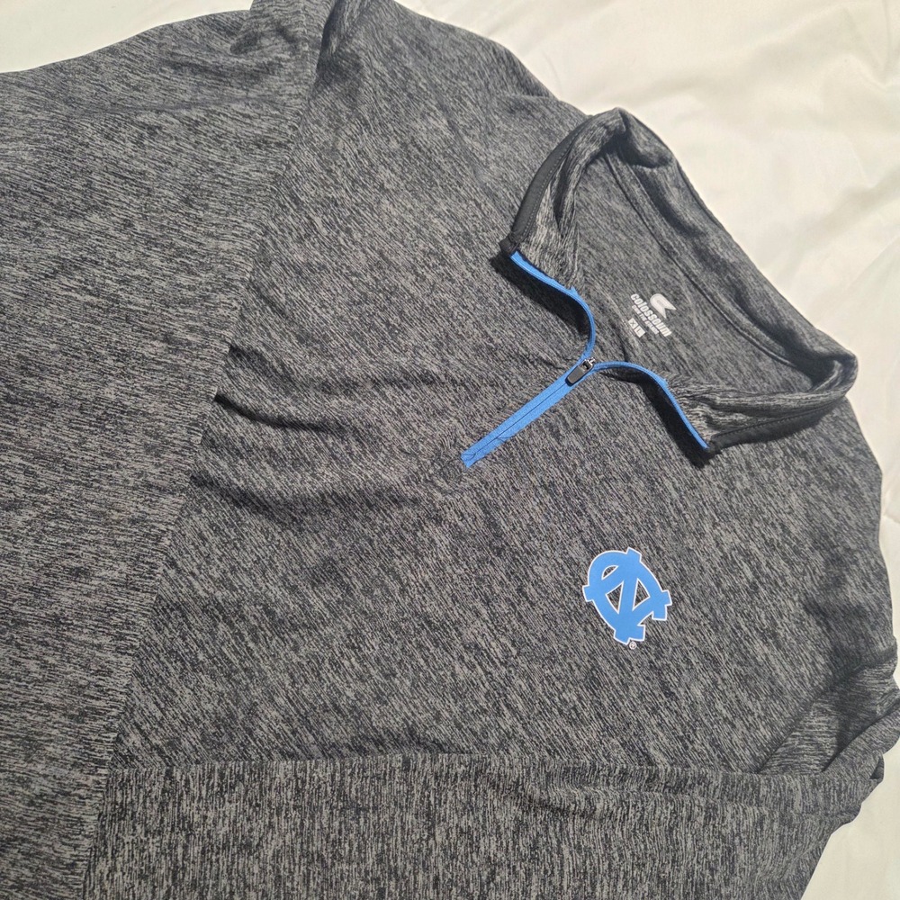 Colosseum Mens UNC Tar Heels 1/4 Zip Pullover Grey Space Dye XL